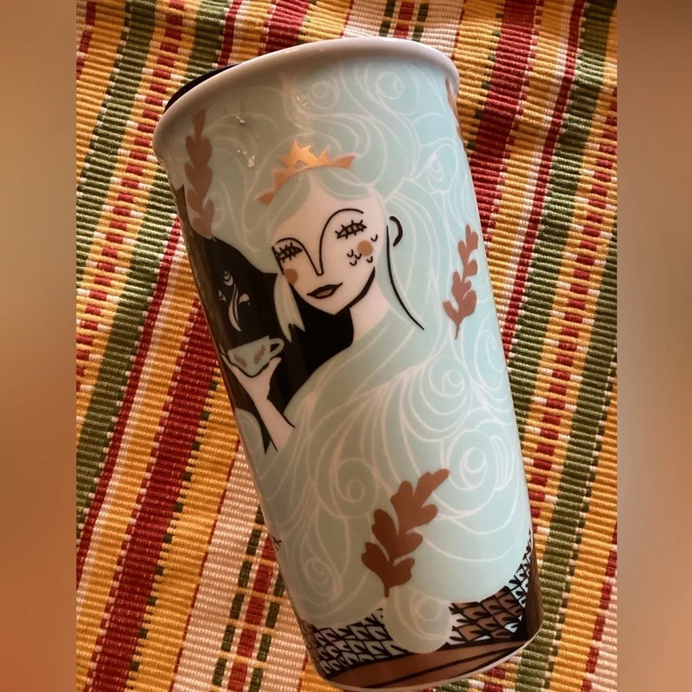 Starbucks Mug Siren Mermaid 2018 black Teal Aqua 12oz Travel Tumbler